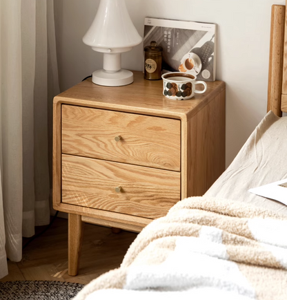 Magdalene Oak Wood Bedside Table