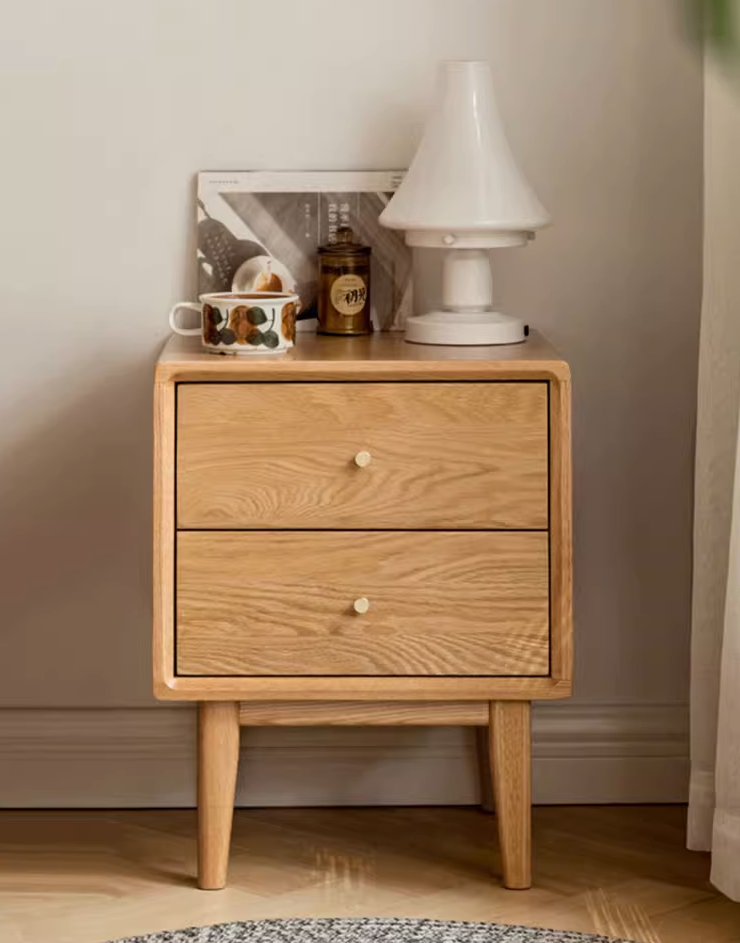 Magdalene Oak Wood Bedside Table